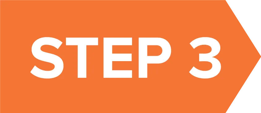 Orange arrow with "STEP 3" in white text.